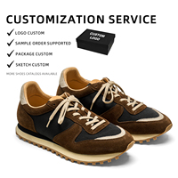 Vente en gros de baskets pour hommes en cuir suédé véritable marron rétro, fabriquées à la main, style vintage, lacets, chaussures décontractées respirantes, fabrication sur mesure OEM