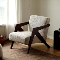 Richard Einzelpersonen-Sessel, Französischer Vintage-Stil, Wohnzimmer/Balkon Freizeitstuhl, Massivholz Designer Sitzsack-Sofa