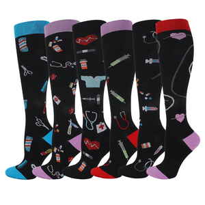 Calcetines Largos hasta la Rodilla al por Mayor, <span class=keywords><strong>Medias</strong></span> de Ciclismo para Correr, Deporte, Logotipo Personalizado, Calcetines de Compresión para Enfermeras de 20-30 mmHg - Product Image 3