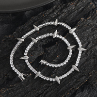 Collier pour homme Wolf Fang Accessories, chaîne tennis Hip Hop, en laiton et zircon, bijoux de marque tendance