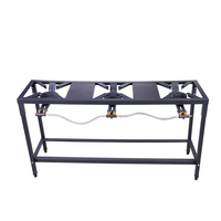 Cuisinière à gaz de bureau à 3 brûleurs en fonte avec cadre en acier à angle efficace pour la cuisine domestique ou extérieure