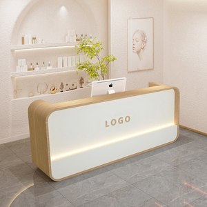 Mostrador de Recepción Rectangular de Estilo Nórdico Moderno, de Madera Ecológica, con Alta Capacidad de Carga, para Salón de Belleza, Oficina Pequeña o Tienda de Ropa - Product Image 4