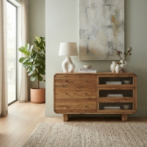 Blunt <b>Sideboard</b> features two sleek doors and four spacious compartments, combining modern design with functional <b>storage</b>. - Product Image 4