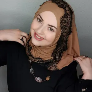 Bufanda de lino y algodón para mujer, Hijab, chal bordado de encaje, chal musulmán a cuadros, a la moda, 2022