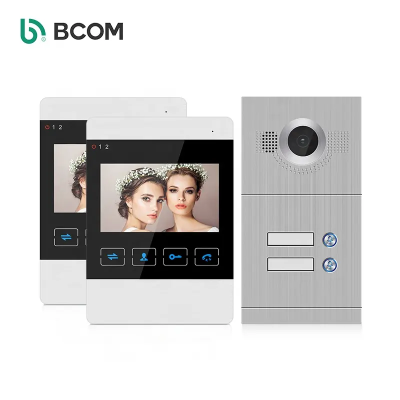 2สำหรับครอบครัว2-สายโทรศัพท์วิดีโอประตู Bell Inteecom Videocitofono Bifamigliare Intercom และโทรศัพท์ระบบ