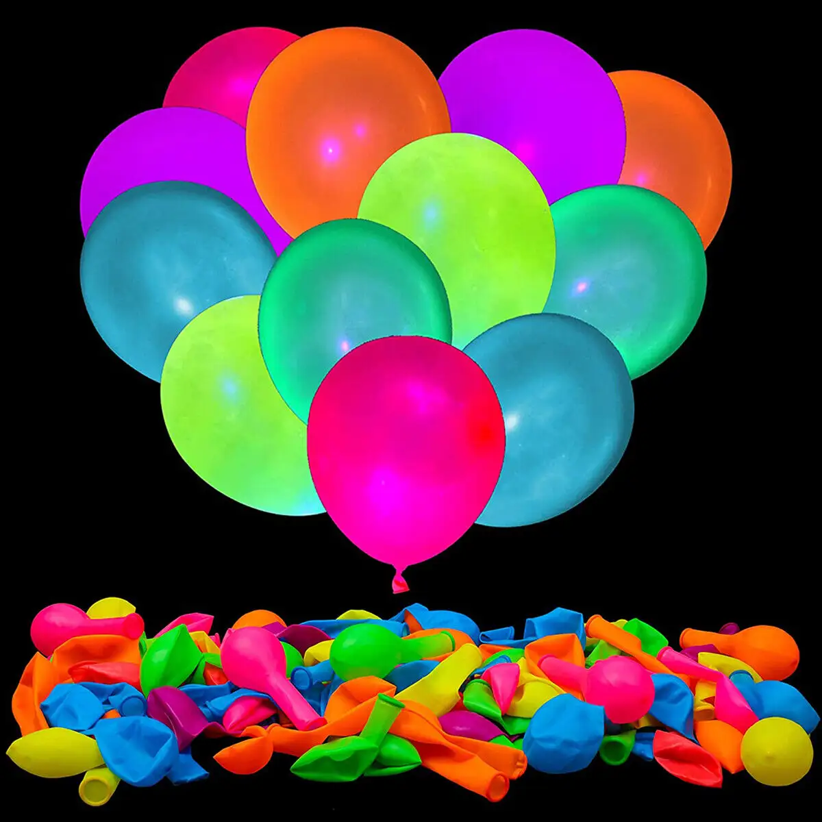 Lot de 100 pièces de ballons fluorescents de 10 pouces, couleur fluo, pour fête, anniversaire, mariage