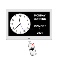 Cadre photo numérique de haute qualité 10,1 pouces avec horloge de bureau Wi-Fi pour personnes âgées atteintes de la maladie d'Alzheimer et de la démence, mouvement électronique