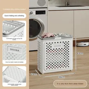 Large Capacity Modern Design <strong>Plastic</strong> Folding Trolley for Home Bathroom Dirty Clothes <strong>Basket</strong> <strong>with</strong> High Capacity Storage Foldable - Product Image 6