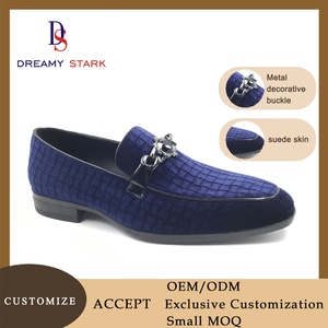 Custom Logo Vintage Handmade Slip-On Comfortable Blue Velvet <b>Shoe</b> <b>Decorated</b> with a Big Diamond for Autumn Season - Product Image 2