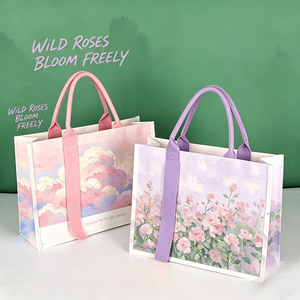 <span class=keywords><strong>Sac</strong></span> fourre-tout en toile structurée imprimé coloré personnalisé, idéal pour souvenirs, école, promotion, écologique, emballage, shopping - Product Image 2