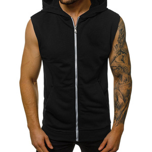 Nuovo e Versatile Cardigan sportivo in tinta unita senza maniche con cappuccio da <span class=keywords><strong>uomo</strong></span> <span class=keywords><strong>gilet</strong></span> Casual da <span class=keywords><strong>uomo</strong></span> alla moda - Product Image 2