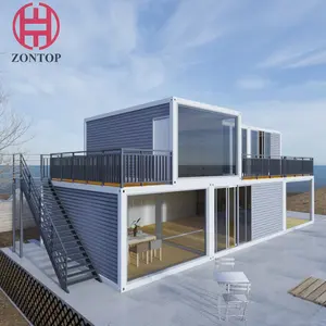 Zontop small prefab flat pack cabin modern luxury buildings portable Prefab modular shipping container Houses home