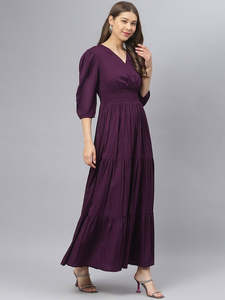 Women's Solid Wrap Fit and Flare V-Neck Maxi <b>Dress</b> for Woman Festive Fancy Casual Outfit Trending Stylish Long One Piece <b>Dresses</b> - Product Image 4