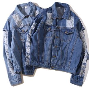 Vente en gros de vestes en jean déchirées pour femmes, style basique, vintage, à manches longues, coupe bomber, décontractées - Product Image 6