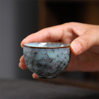 Tasse à thé en céramique de Dehua, effet four, 40 ml, petite tasse de dégustation de thé Gongfu pour cérémonie du thé à domicile, vaisselle vintage