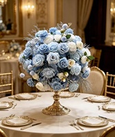Boule de fleurs artificielles en soie personnalisée de 30 cm à 80 cm, grande composition florale, centre de table de mariage, décoration, boule de fleurs de roses bleues