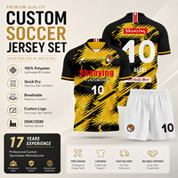 Ensemble de maillots de football personnalisés OEM ODM, usine, polyester, séchage rapide, impression par sublimation, uniforme d'équipe de football, vêtements de sport de football