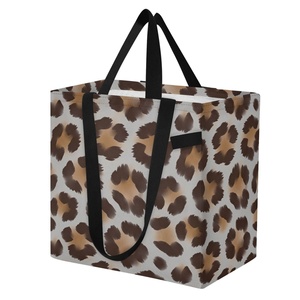 Bolso de Mano Acolchado de Poliéster Reutilizable de Gran Capacidad con Estampado de Leopardo Hawaiano para Mujer, con Logotipo Personalizado - Product Image 2