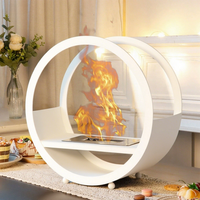 Petit foyer d'hiver en acier inoxydable avec pierres décoratives blanches pour la cuisson en extérieur