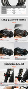 Serrure universelle pour vélo de route et de montagne, antivol à 5 mots de passe numériques, antivol, antivol, accessoires de vélo - Product Image 6