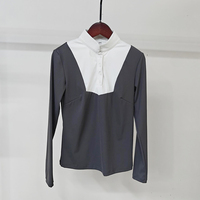 Chemise de concours équestre respirante pour femme, séchage rapide, manches longues, couche de base en maille, vente en gros