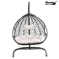Chaise suspendue en rotin PE pour balcon, jardin, meubles d'extérieur, balançoire de patio avec support
