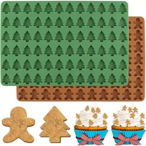 Moules en silicone antiadhésifs pour mini-sapins de Noël et pain d'épices, pour fondant, pâtisserie, bonbons, chocolat, décoration de gâteaux, personnalisables -40°C - Product Image 1