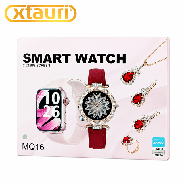 XTAURI 2026 New MQ16 Women Smartwatch Jewelry Complete Gift Set 2.02 Inch Screen Dual Watch Fashion Smart Watch for Lady Gift