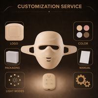 Masque facial LED sans fil 3D OEM à 7 couleurs pour thérapie NIR rouge, en silicone pour le visage entier
