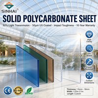 Revêtement UV résistant aux chocs, feuille de polycarbonate en rouleau de 10 mm, transparente, claire, matériau de construction en plastique, feuille de polycarbonate solide