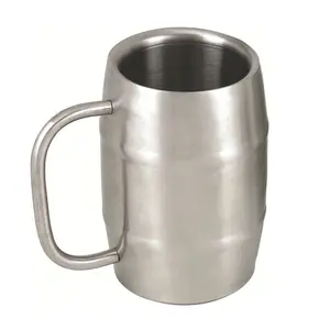 Edelstahl Metall becher Doppelwandiger silberner Krug Bierkrug mit Griff Kaffeetasse Hersteller