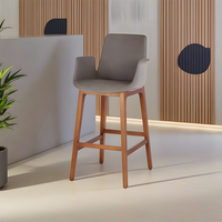 Chaise haute de style nordique moderne, tabouret de bar en bois massif pour comptoir de cuisine avec dossier