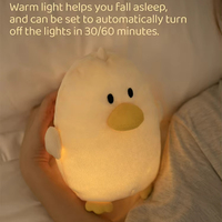 Nouveau design de veilleuse pour bébé en peluche mini canard Veilleuse LED rechargeable Veilleuse pour enfants avec logo personnalisé