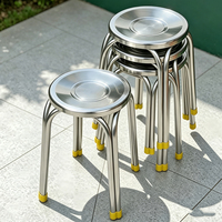 Chaise robuste et stable pour l'intérieur et l'extérieur, tabouret rond empilable en acier inoxydable pour salon, bar, banquet, patio, restaurant