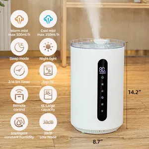 Humidificateur d'air ultrasonique de grande capacité H2O de brume chaude fraîche de remplissage supérieur de 6L