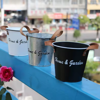 Pot de fleur moderne en métal avec poignée Design Home Garden Bucket Planters Balcon House Decor for Nursery Wedding Christmas