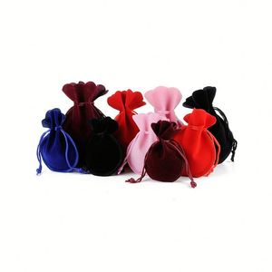 Custom Logo Print Velvet Suede Gift Drawstring <b>Packaging</b> <b>Bag</b> with Half Round Bottom Jewelry Pouch - Product Image 1