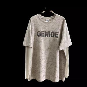 T-shirt deux pièces en or à manches longues pour femmes surdimensionnées Hot Rhinestone Design Gymnus Sense Chubby Girls <span class=keywords><strong>Top</strong></span> - Product Image 4