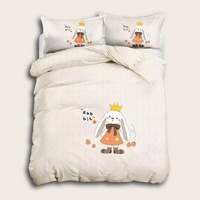 Ensemble de literie de chambre à coucher en microfibre imprimé de dessin animé perméable à l'air housse de couette pour enfants taies d'oreiller tailles doubles
