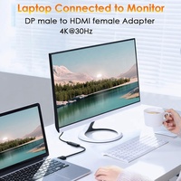 Adaptateur Convertisseur OEM Plaquage Or 24K Mâle DisplayPort vers Femelle HDMI 4K 2K 1080P 4K 30Hz Noir Matériel DisplayPort