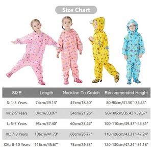Mode enfants une pièce combinaison de pluie imperméable en polyester combinaison barboteuse à capuche imperméable avec bandes réfléchissantes pour les visites en plein air - Product Image 3
