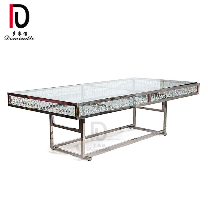 Современный Свадебный стол из нержавеющей стали с зеркальным стеклом и хрустальным шариком