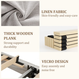 Кровать размера «<span class=keywords><strong>queen</strong></span>-size» с обивкой, платформой, 4 ящиками и изголовьем с местом для хранения - Product Image 4