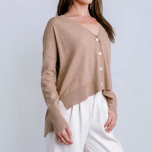Chaqueta de Cachemir 100% Tejida a Mano, Suéter Holgado con Cuello en V y Botones, Prenda Exterior Sencilla para <span class=keywords><strong>Mujer</strong></span> - Product Image 4