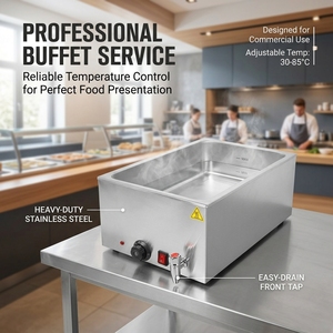Bain-marie professionnel en acier inoxydable avec drain, chauffe-plats électrique pour hôtels, buffets et restaurants - Product Image 4