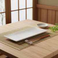 Nouvelle assiette rectangulaire plate en mélamine imprimée de 13,9 pouces pour servir la viande rôtie