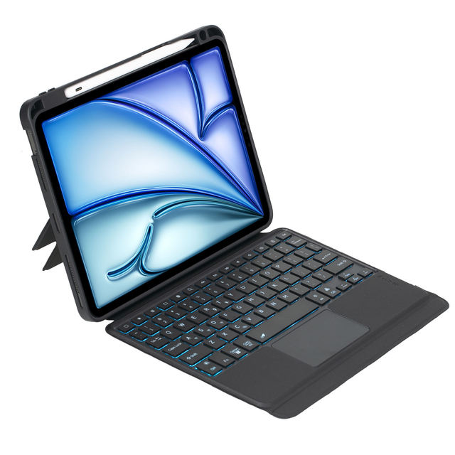 Split Keyboard Case Trackpad 7-Color Backlit Detachable for iPad Air 11 2024/Air 5/Air 4 10.9" iPad Pro 11 2022-2018 Type-C