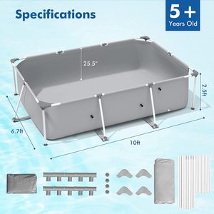 <strong>Large</strong> Outdoor Rectangular Above-<strong>Ground</strong> <strong>Pool</strong> with Steel Frame, Heavy-Duty PVC - Product Image 6