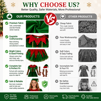 Ensemble de costumes d'elfe vert en gros, tenue de cosplay de Noël, robe pour enfants filles, vêtements de performance pour adultes hommes femmes