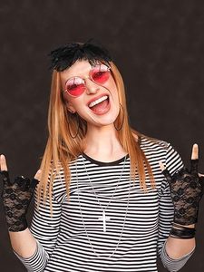 <strong>80s</strong> Fancy Dress Costume Cosplay Accessories Lace <strong>Headband</strong> Earrings Fishnet Gloves Necklace Bracelet for Halloween Retro Party - Product Image 6
